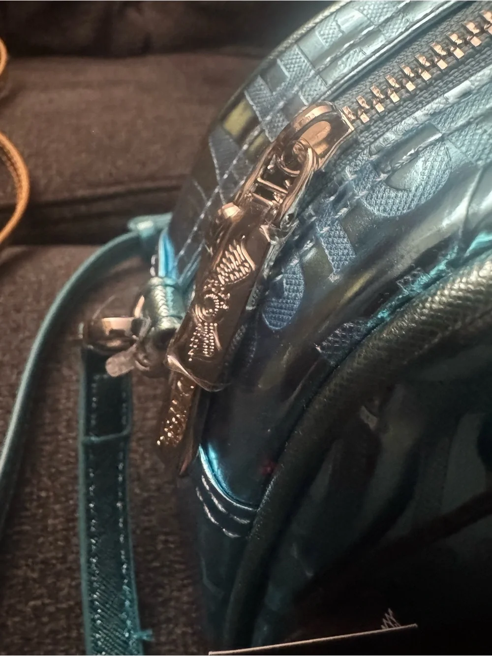 Von Dutch Metallic Teal Dome Satchel with Detachable Strap